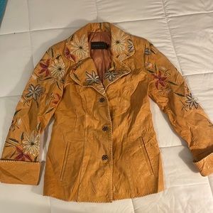 Pasha Veneto natural leather embroidered jacket. Made in Turkey. Size s/m